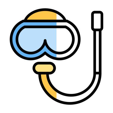 Şnorkelleme simgesi, vektör illüstrasyonu 