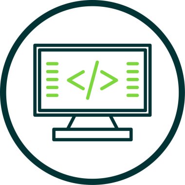 Kodlama simgesinin vektör illüstrasyonu 