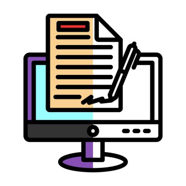 Dijital imza simgesi, vektör illüstrasyonu 