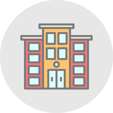 Belediye binası düz ikon vektör illüstrasyonu