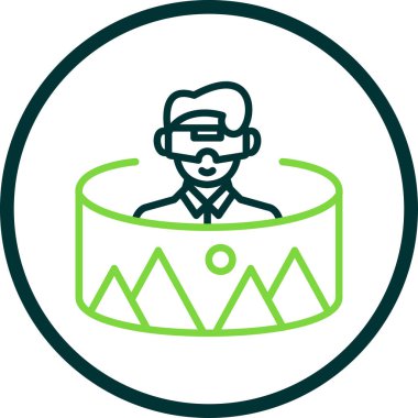 Vektör illüstrasyonu, VR simgesi olan adam