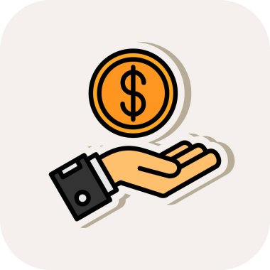 Para biriktir. Web simgesi basit bir illüstrasyon. El ve dolar para sembolü