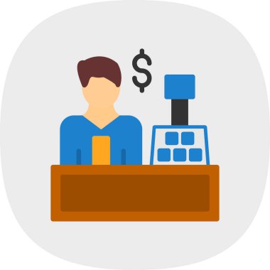 Kasiyer. Web simgesi basit illüstrasyon