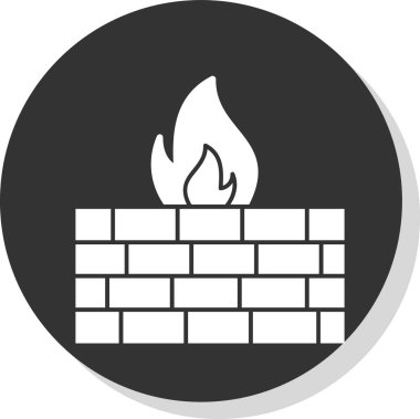 Güvenlik duvarı. Web simgesi vektör illüstrasyonu  