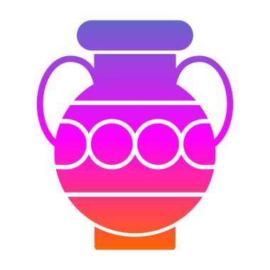 Antik Yunan vazosu ikonu, karikatür tarzı. Amforo vektör illüstrasyonu             