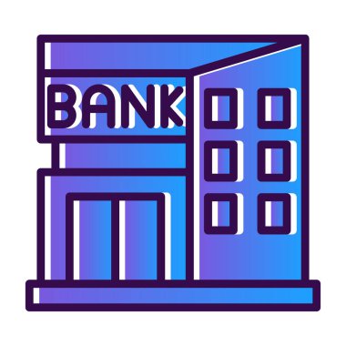 Banka binası ikonu. düz tasarım illüstrasyon. 