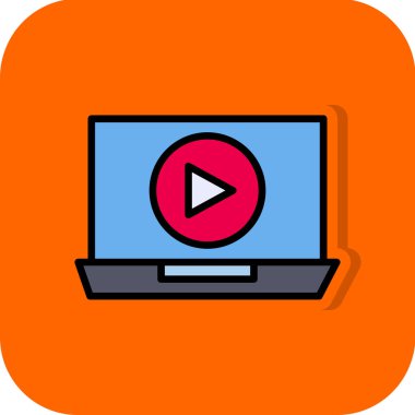 Ekranda beyaz arkaplanda dizüstü bilgisayar simgesi olan çalma düğmesi