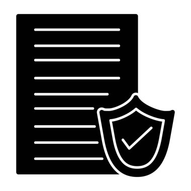 Kalkanlı dosya koruma simgesi, vektör illüstrasyonu