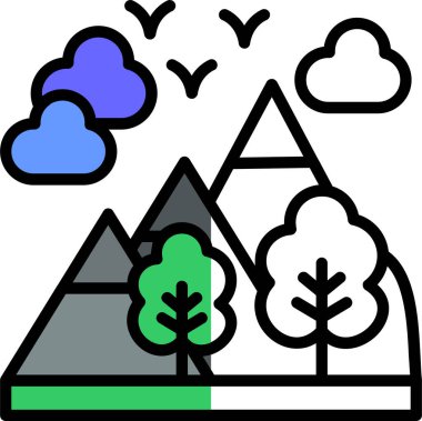 Bir orman ve dağ ikonunun vektör çizimi