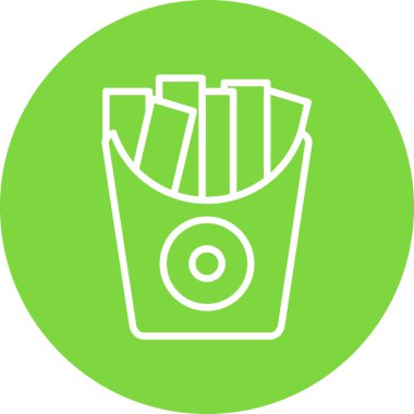 Kızarmış patatesin vektör çizimi. Yiyecek ikonu, patates kızartması. 