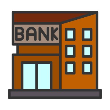 Banka binası ikonu. düz tasarım illüstrasyon. 