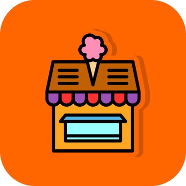 Dondurma dükkanı simgesi, basit vektör illüstrasyon tasarımı