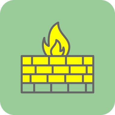 Güvenlik duvarı. Web simgesi vektör illüstrasyonu  