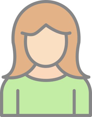 kız düz simgesi, vektör illüstrasyonu