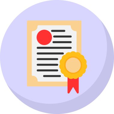 Diploma yassı simgesi, vektör illüstrasyonu