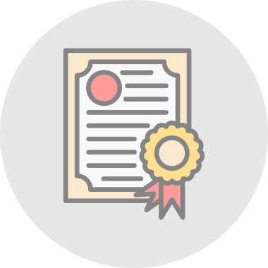 Diploma yassı simgesi, vektör illüstrasyonu