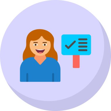 İşaretli vektör simgesi tasarımı olan kadın.