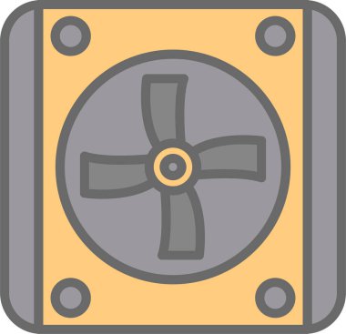 Soğutucunun vektör çizimi. Havalandırma fan çizimi, pictogram