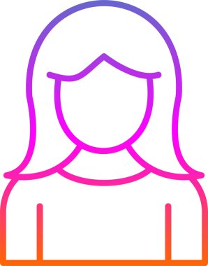 kız düz simgesi, vektör illüstrasyonu