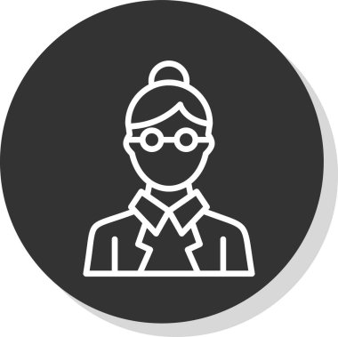 Benzersiz kadın öğretmen vektör çizgisi simgesi