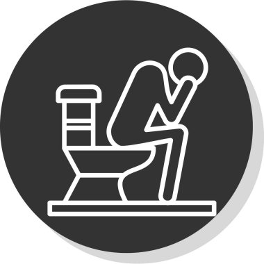 Tuvalet ikonlu klozet, monokrom tarzı.