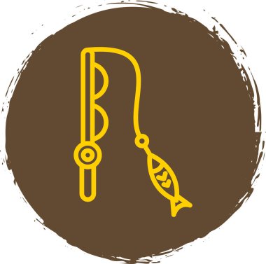 balıkçılık simgesi vektör taslağı çizimi 