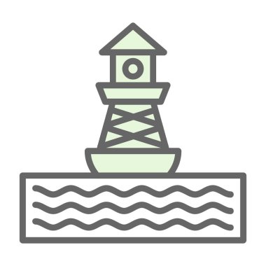 Deniz feneri. Web simgesi basit illüstrasyon
