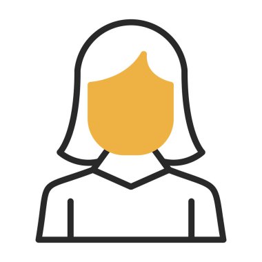 kız düz simgesi, vektör illüstrasyonu