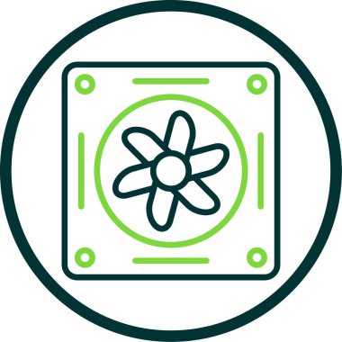 Soğutucunun vektör çizimi. Havalandırma fan çizimi, pictogram