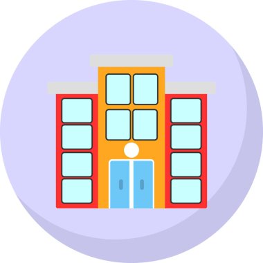 Belediye binası düz ikon vektör illüstrasyonu