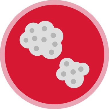 Bakteri vektör simgesi. Bu yuvarlak düz sembol pembe arkaplanda gri ve beyaz renklerle çizilir.