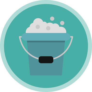 Köpük ağ simgesi olan kova, basit vektör illüstrasyonu