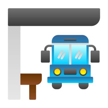 beyaz arkaplanda izole edilmiş bus simgesi ve vektör illüstrasyonu