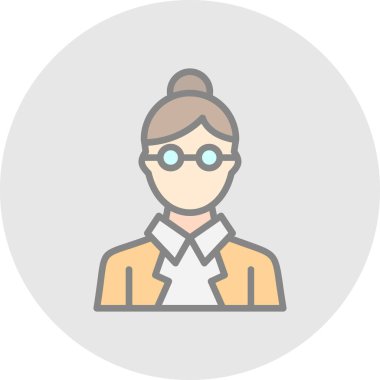 Benzersiz kadın öğretmen vektör çizgisi simgesi