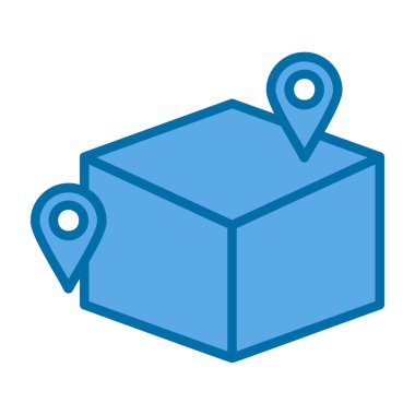 harita konum vektör çizgisi simgesi, mavi, düz simge çizim biçimi.