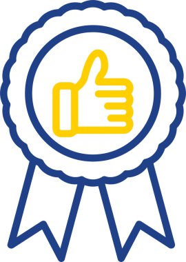 Mavi ve sarı rozetli bir karikatürün vektör çizimi