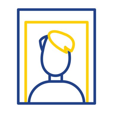 Sarı ve mavi renkli bir kadının vektör çizimi