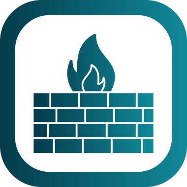 Güvenlik duvarı. Web simgesi vektör illüstrasyonu  