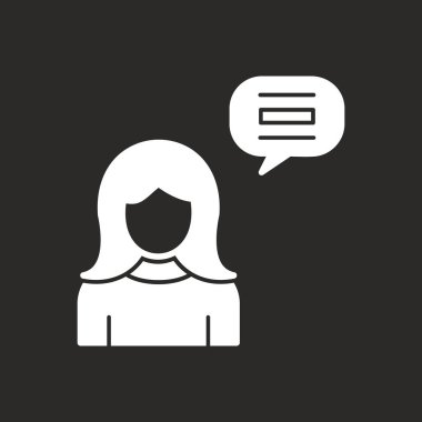 Kadın simgesi olan konuşma balonu, vektör illüstrasyon tasarımı