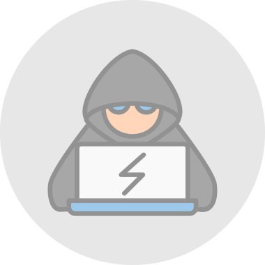 Dizüstü bilgisayarı ve akıllı telefon vektör çizimi tasarımı olan bir bilgisayar korsanı.