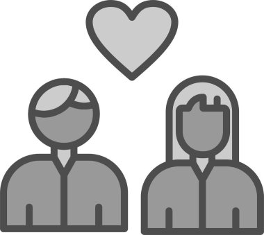 Kalp ikonu olan çift. Aşkın vektör çizimi