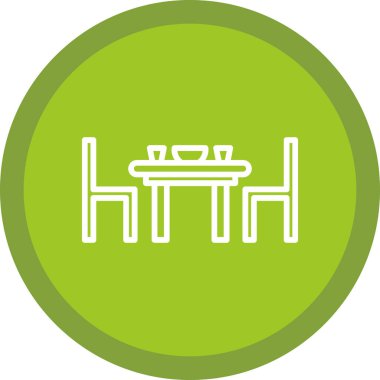 Yemek masası ve sandalyeler simgesi, vektör illüstrasyonu 