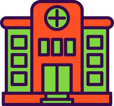 Hastane binası ikon vektör illüstrasyonu 