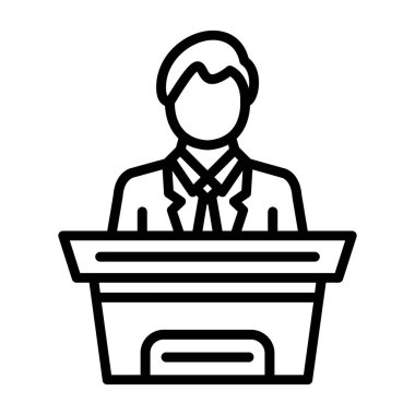 Politikacı çizgi simgesi, kavram çizimi, doğrusal işaret, vektör sembolü, doğrusal sembol.