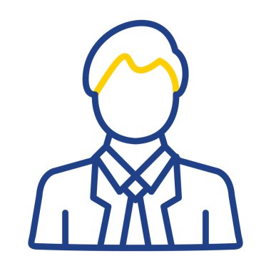 Yay çizgisi simgesi olan avatar adam, vektör illüstrasyonu