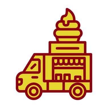 Dondurma kamyonu simgesinin vektör düz çizimi