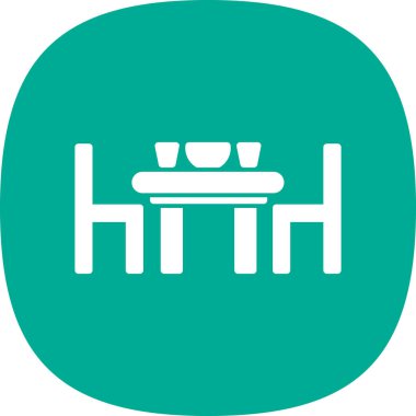 Yemek masası ve sandalyeler simgesi, vektör illüstrasyonu 