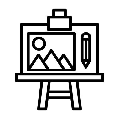 Resim galerisi çizgisi ikon vektörü. Resim galerisi tabelası. izole edilmiş çizgi simgesi siyah illüstrasyon