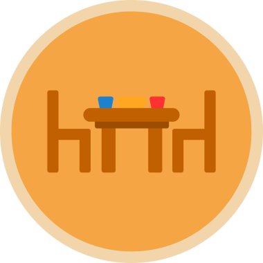 Yemek masası ve sandalyeler simgesi, vektör illüstrasyonu 