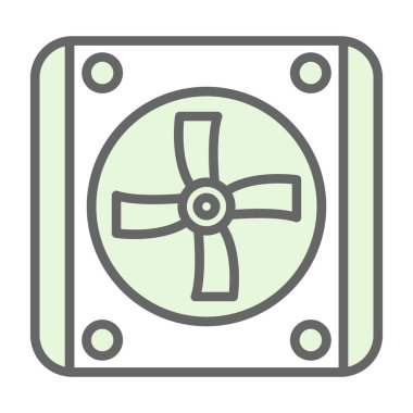 Soğutucunun vektör çizimi. Havalandırma fan çizimi, pictogram